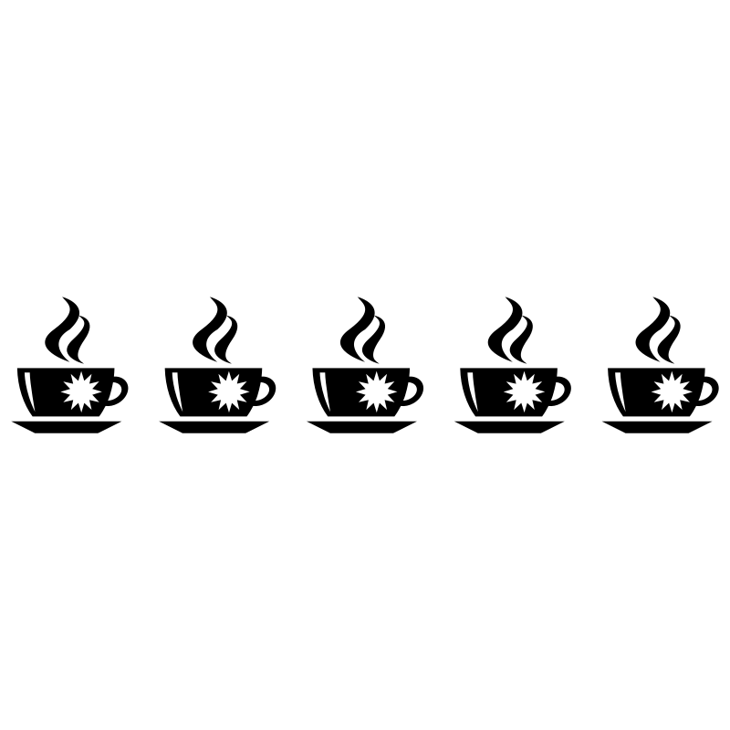 Coffee Tea Cup  Wall Tile 5 Stickers
