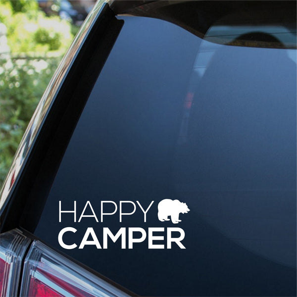 Happy Camper Bear Car Sticker