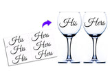 His Hers Wine Glass Stickers