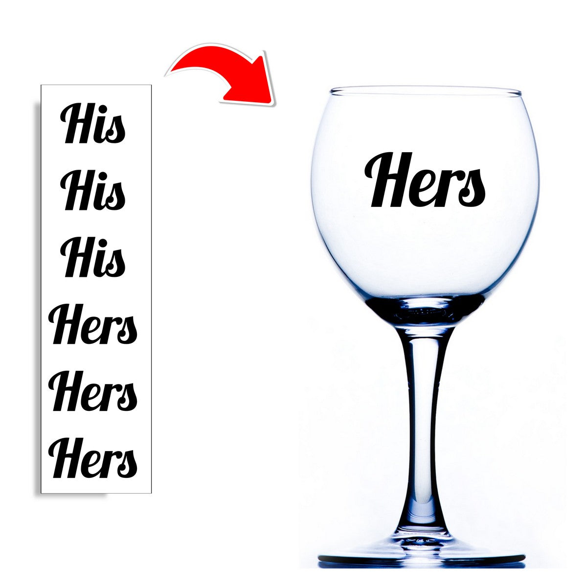 His Hers Wine Glass Stickers