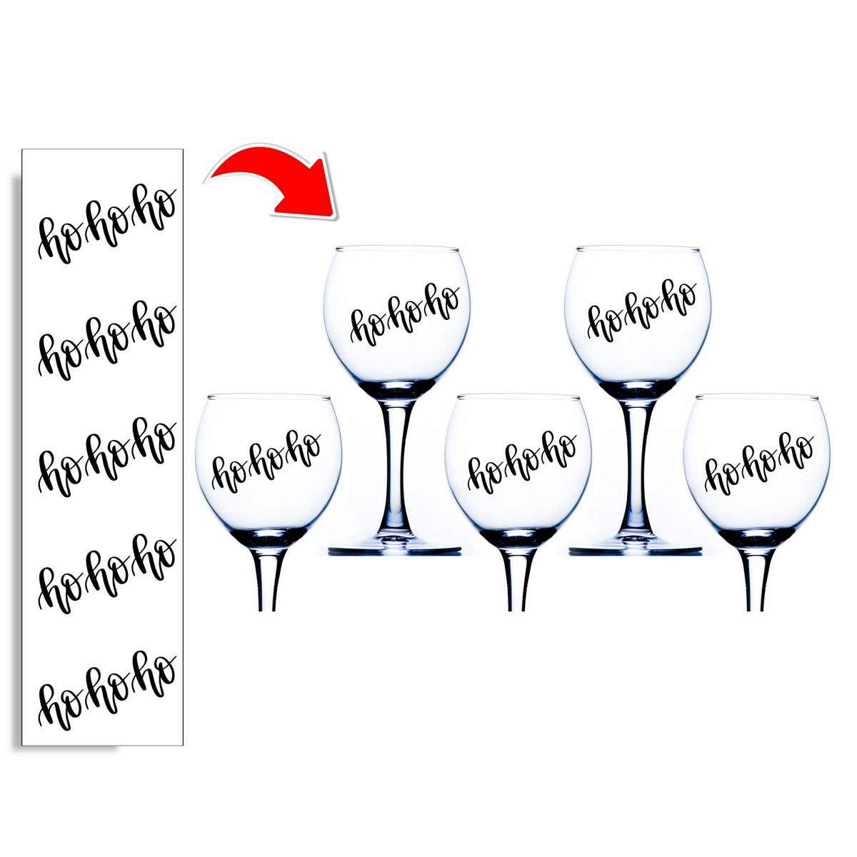 Ho Ho Ho Wine Glass Stickers