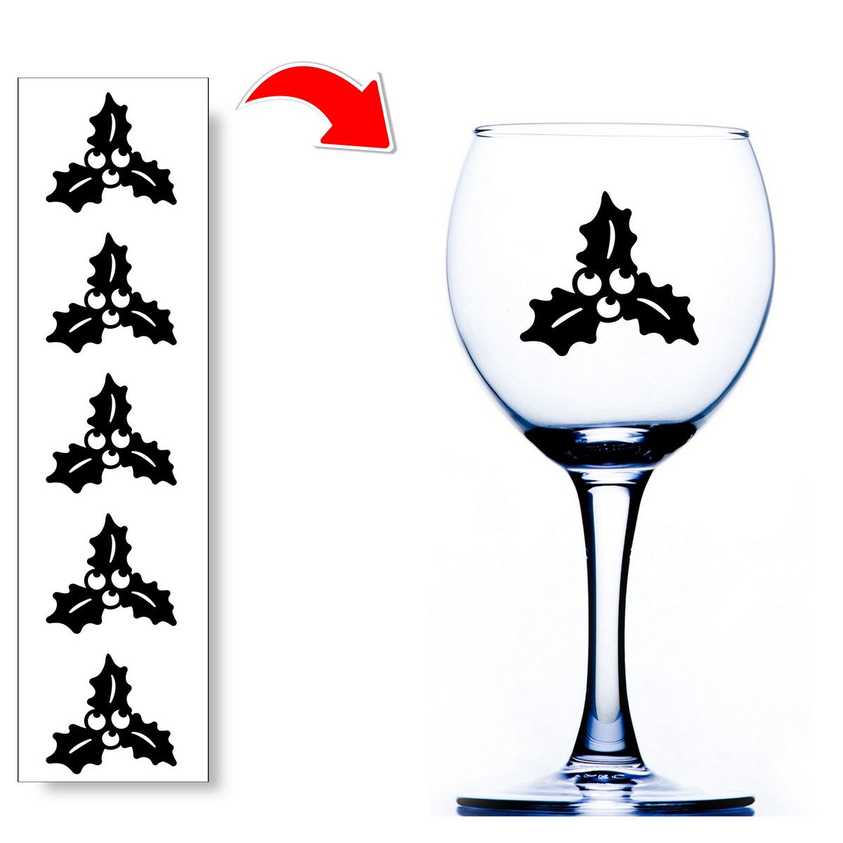 Holly Wine Glass Stickers