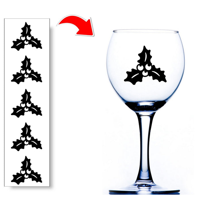 Holly Wine Glass Stickers