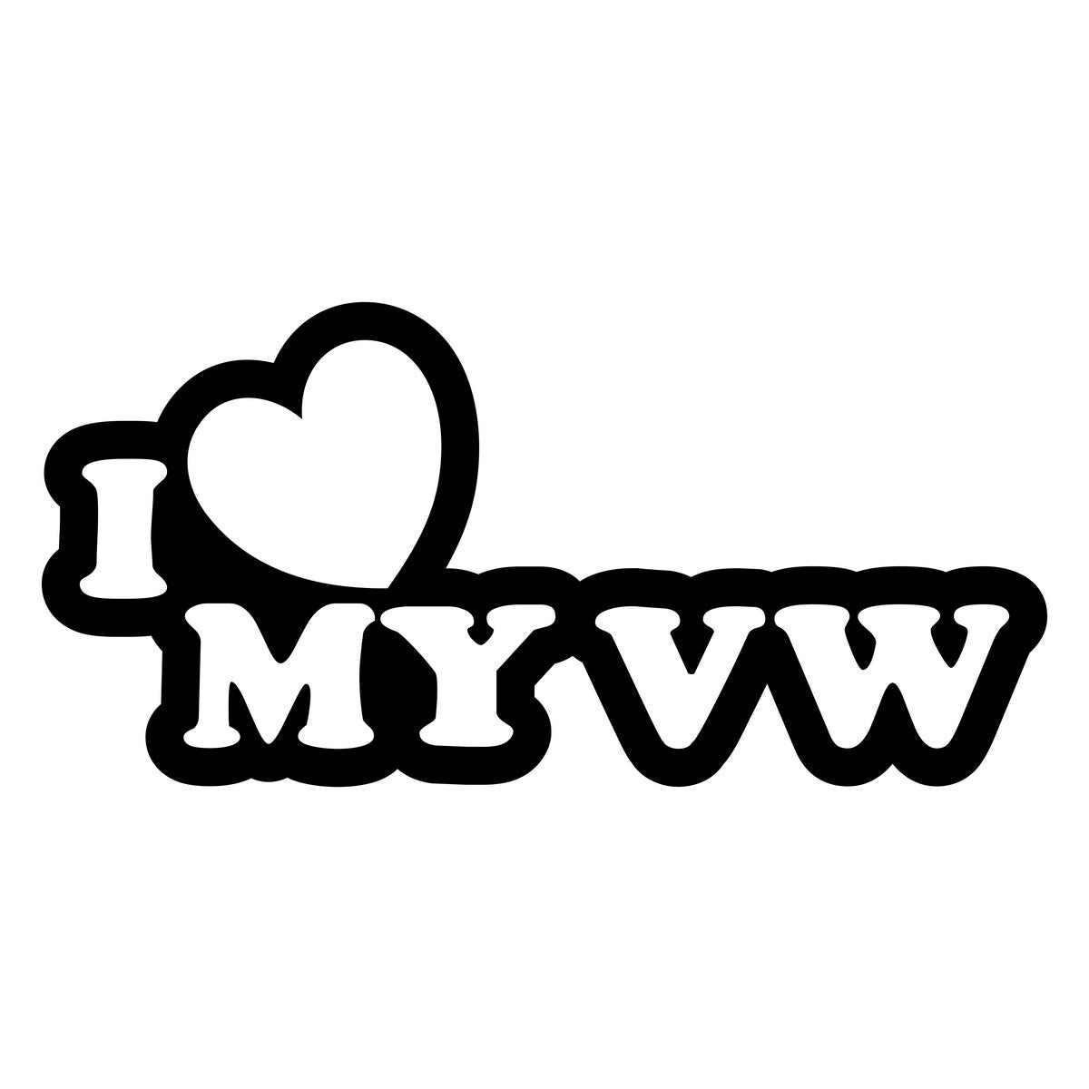 I Love My VW Car Sticker