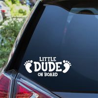 Little Dude On Board Baby Feet Car Sticker