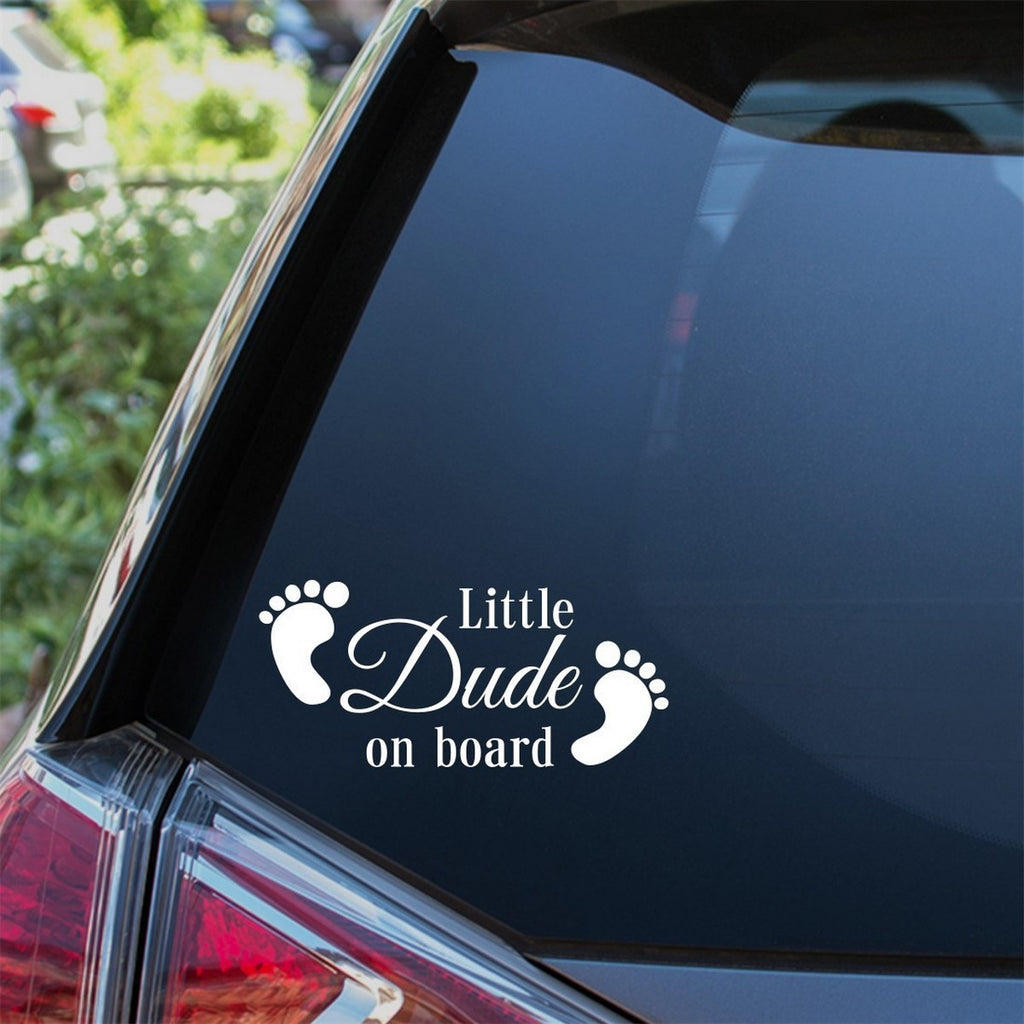 Little Dude On Board Baby Feet Car Sticker