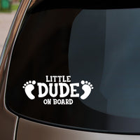 Little Dude On Board Baby Feet Car Sticker Fitted On Rear Window
