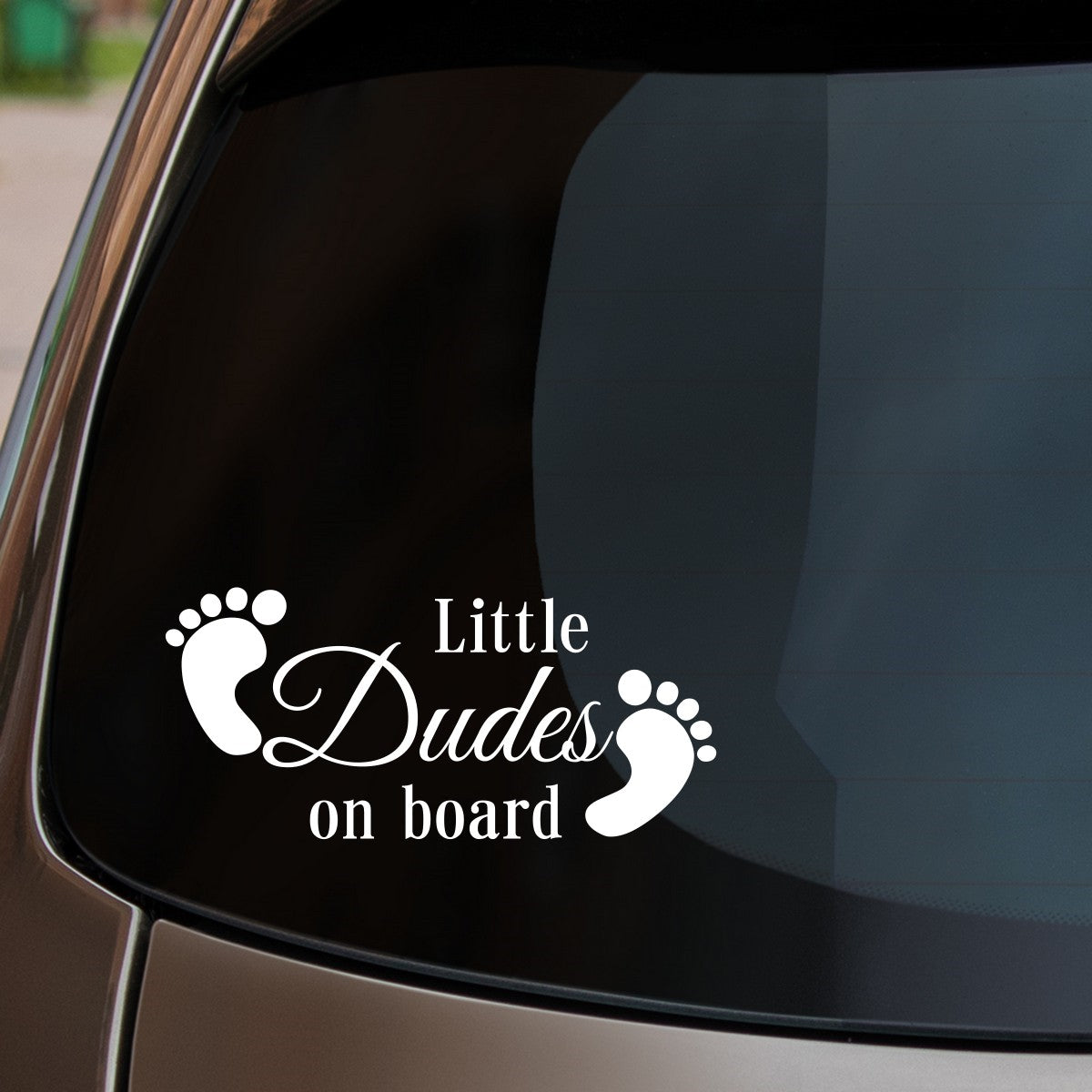 Little Dudes On Board Car Sticker Fitted On Rear Window