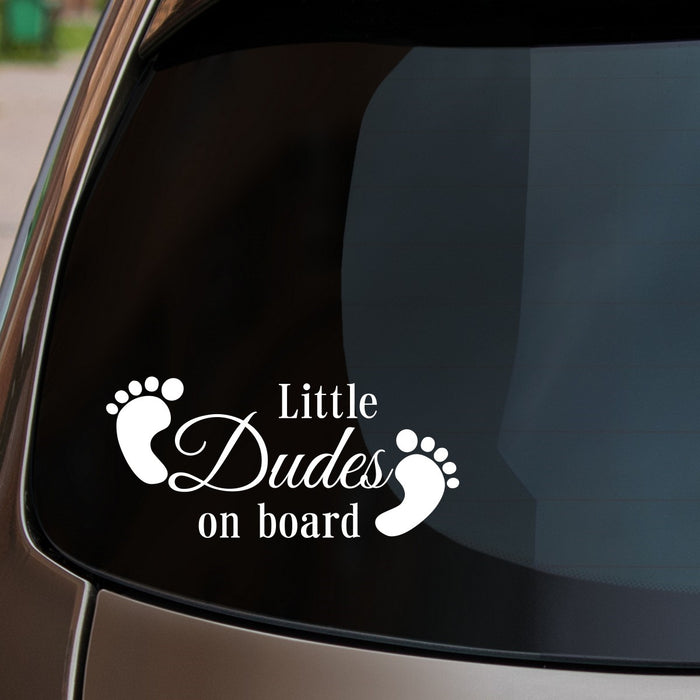 Little Dudes On Board Car Sticker Fitted On Rear Window