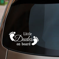 Little Dudes On Board Car Sticker Fitted On Rear Window