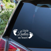 Little Ladies On Board Baby Feet Car Sticker