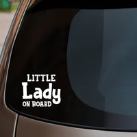 Little Lady On Board Sticker fitted on car rear window