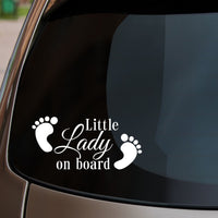 Little Lady On Board Baby Feet Car Sticker Fitted On Rear Window