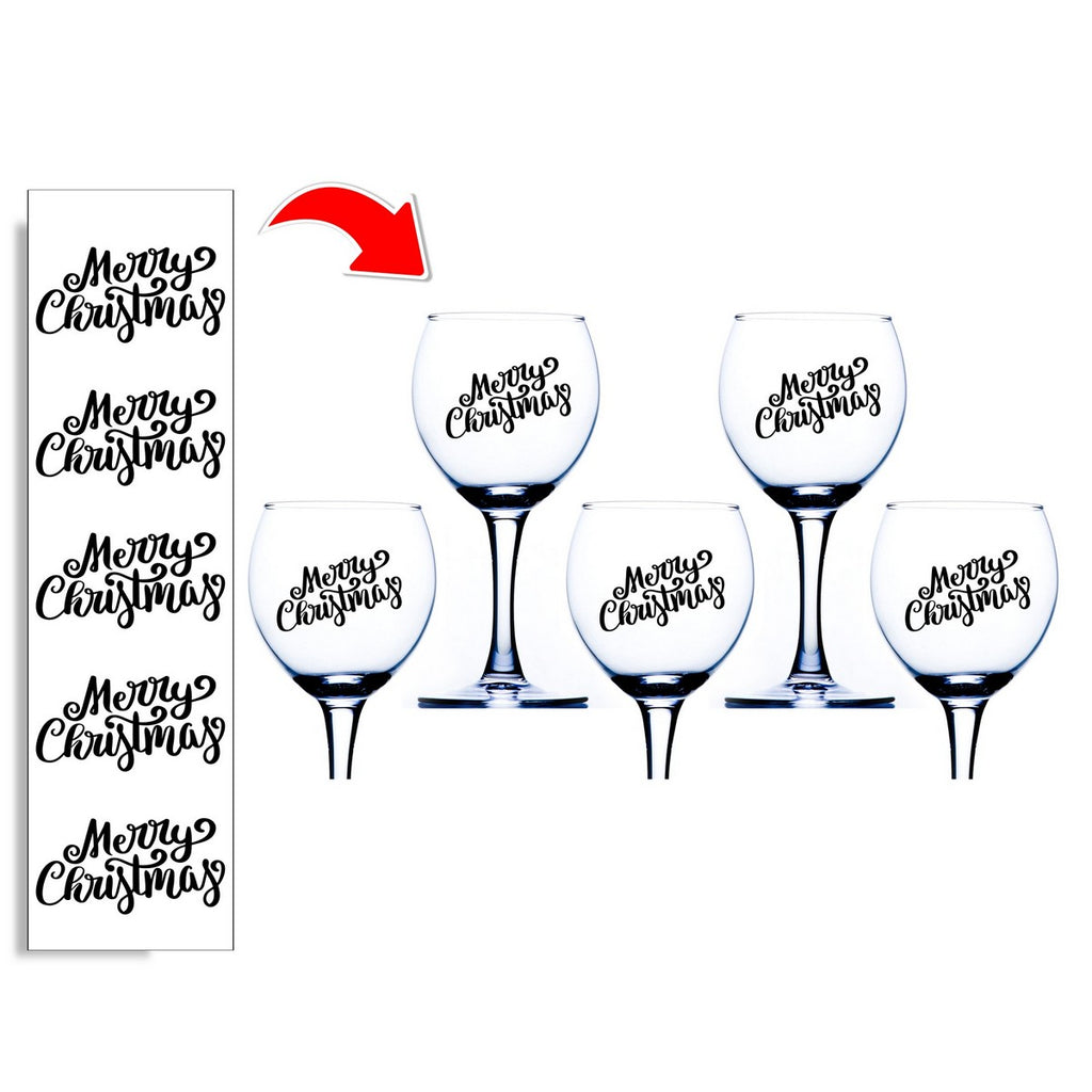 Merry Christmas Wine Glass Stickers