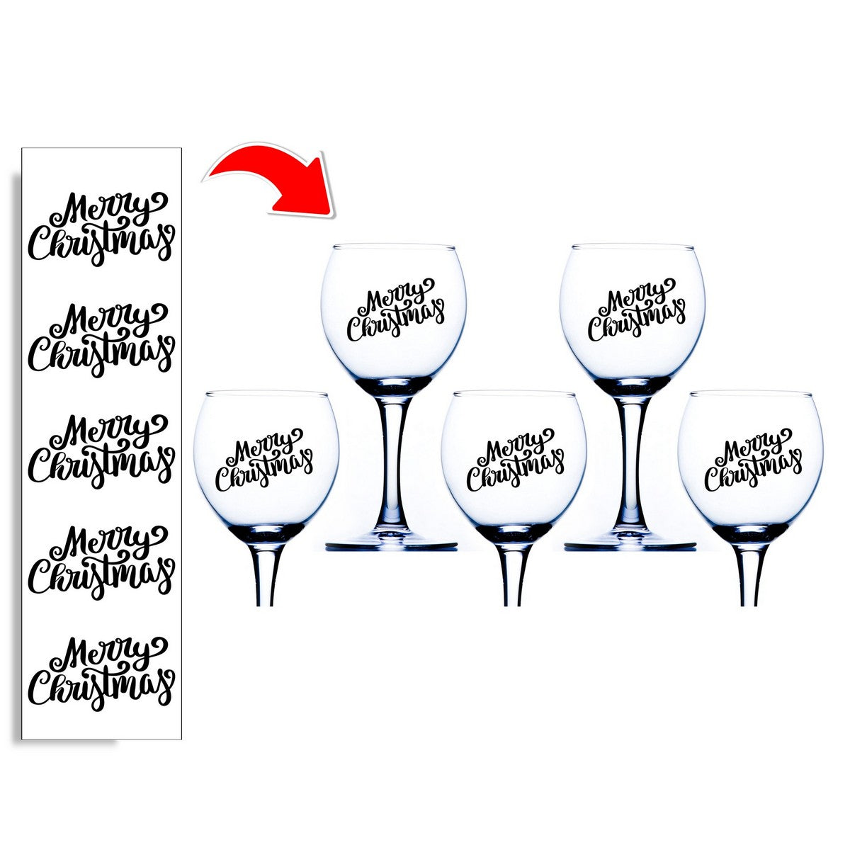 Merry Christmas Wine Glass Stickers