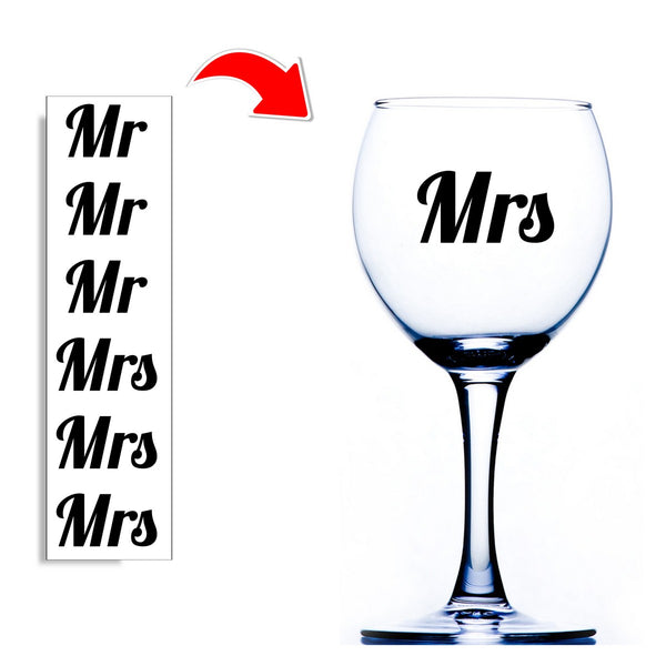 Mr Mrs Wine Glass Stickers