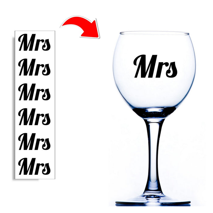 Mrs Wine Glass Stickers