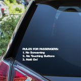Rules For Passengers Car Decal
