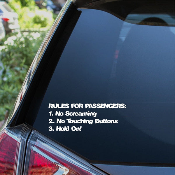 thumbnail image 2 of "Rules For Passengers" Funny Car Decal – Reflective Sticker For Truck/Boat – Gift 2 of 5