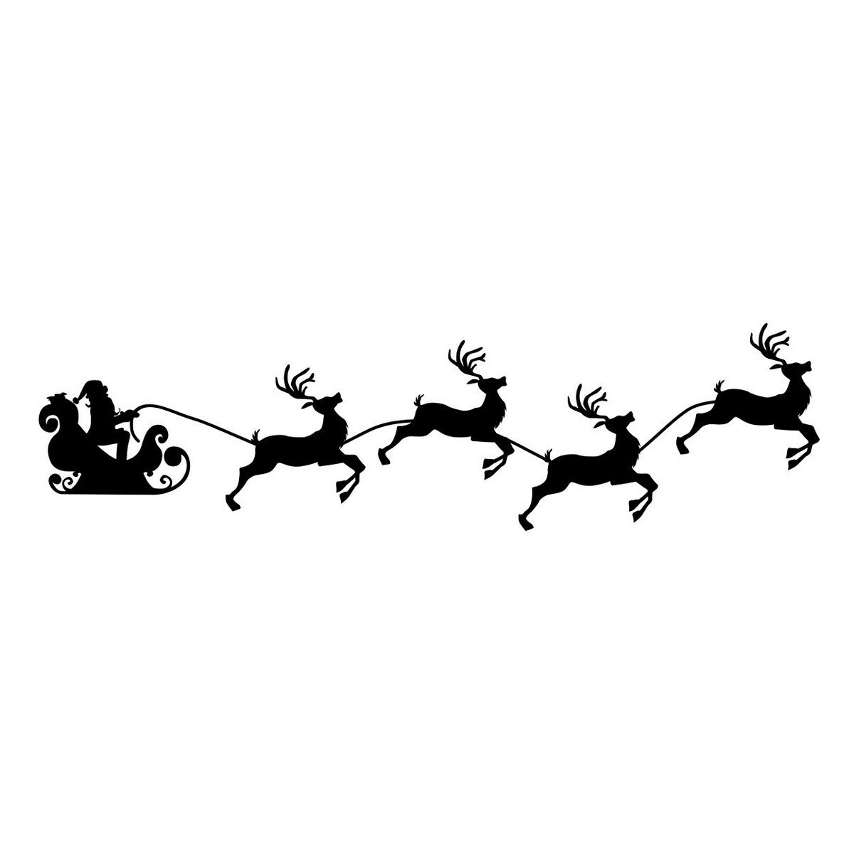 Santa Sleigh Christmas Window Sticker black vinyl design on a white background