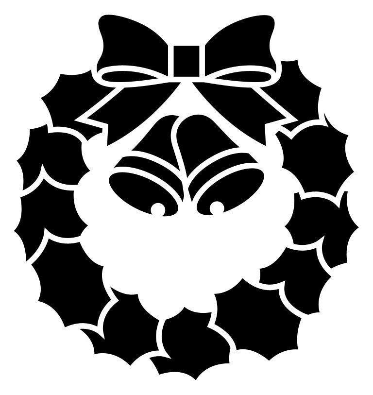 Wreath Christmas Window Sticker black vinyl design on a white background