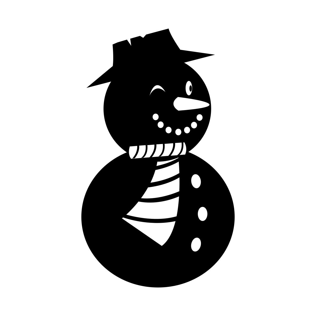 Snowman Christmas Window Sticker black vinyl design on a white background
