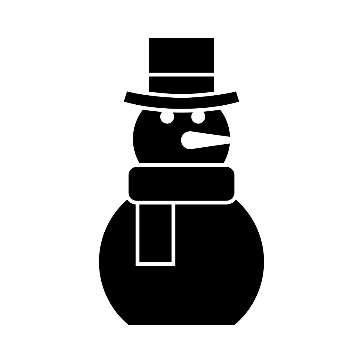 Snowman Xmas Window Sticker black vinyl design on a white background