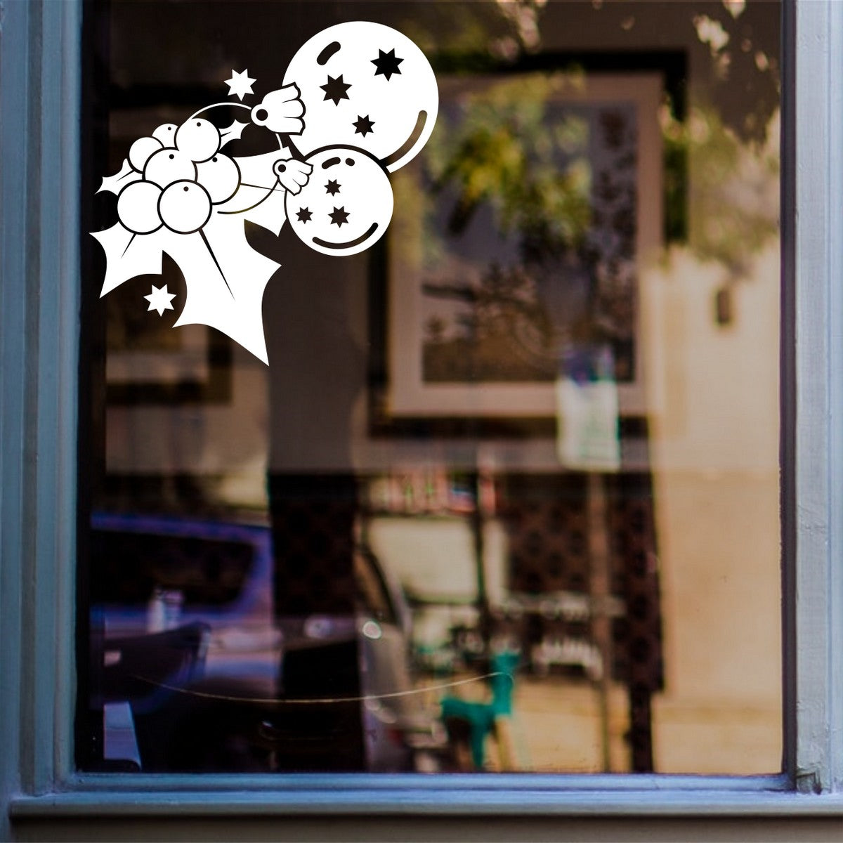 Holly Baubles Christmas Window Sticker