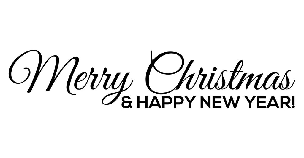 Merry Christmas and Happy New Year Window Sticker black vinyl design on a white background