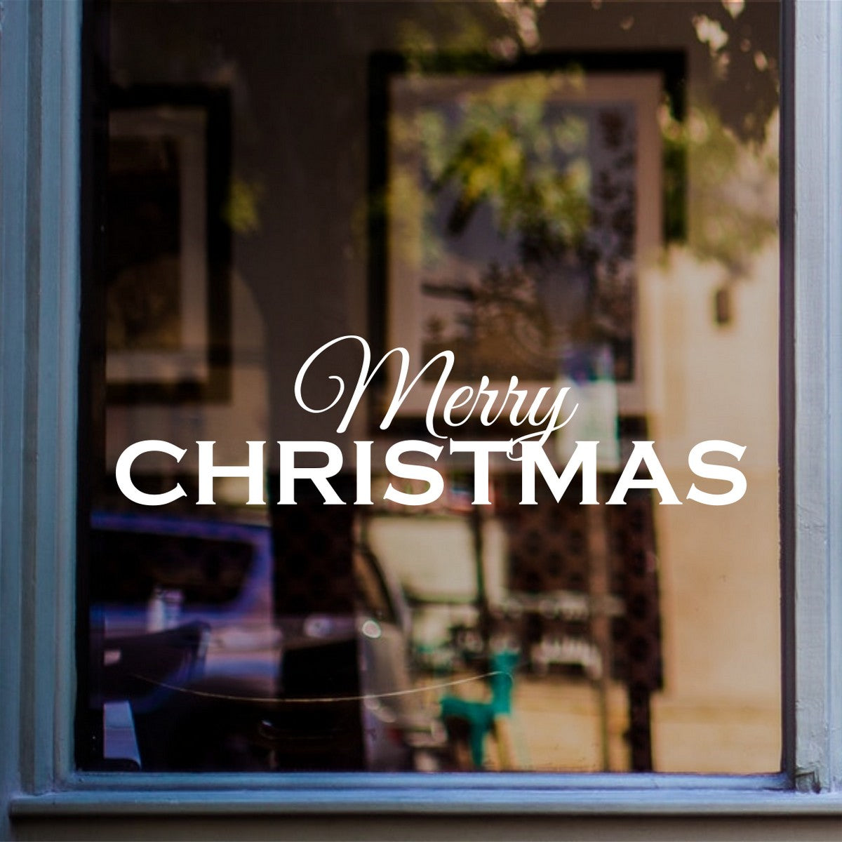 Merry Christmas Sticker in shop window