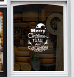 Merry Christmas To All Our Customers Window Sticker Vinyl Decal