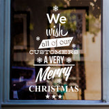 We Wish All Of Our Customers A Very Merry Christmas Sticker in shop window