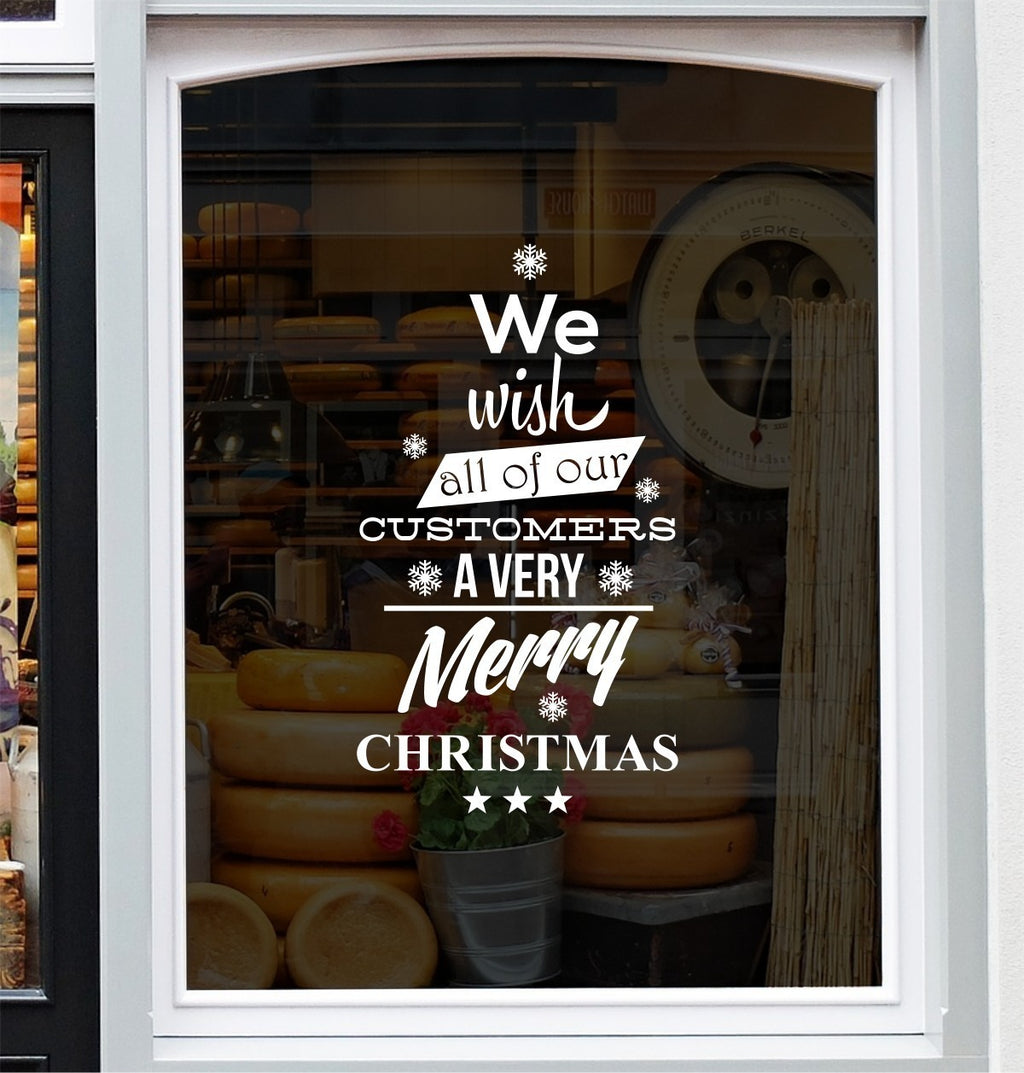 We Wish All Of Our Customers A Very Merry Christmas Window Sticker Vinyl Decal