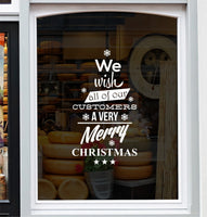 We Wish All Of Our Customers A Very Merry Christmas Window Sticker Vinyl Decal