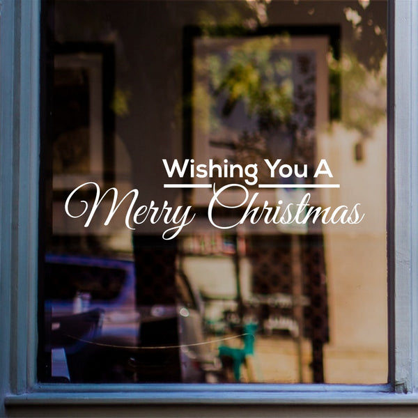 Wishing You A Merry Christmas Sticker in shop window