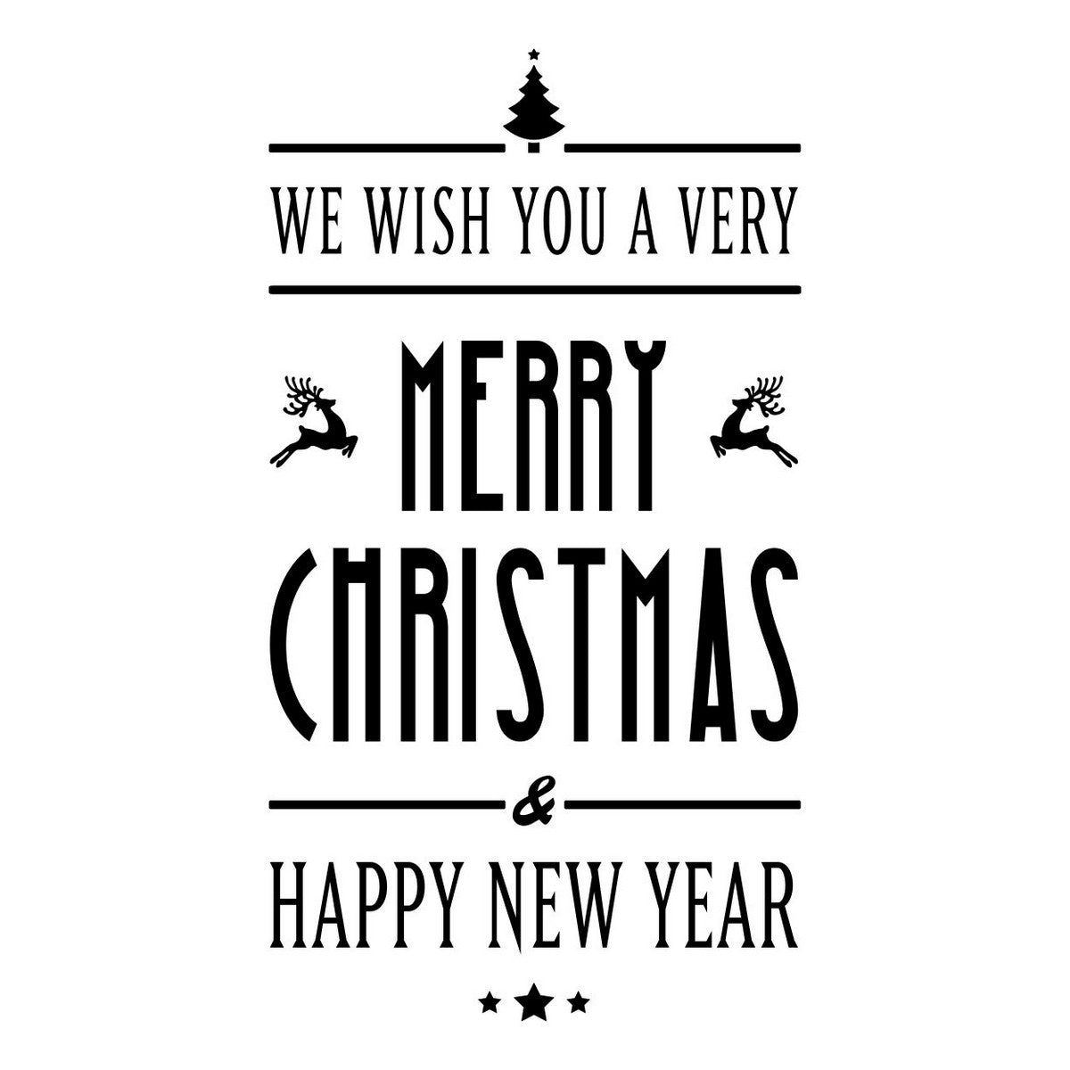 We Wish You A Very Merry Christmas Window Sticker black vinyl design on a white background