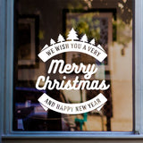 We Wish You A Very Merry Christmas And Happy New Year Sticker in shop window