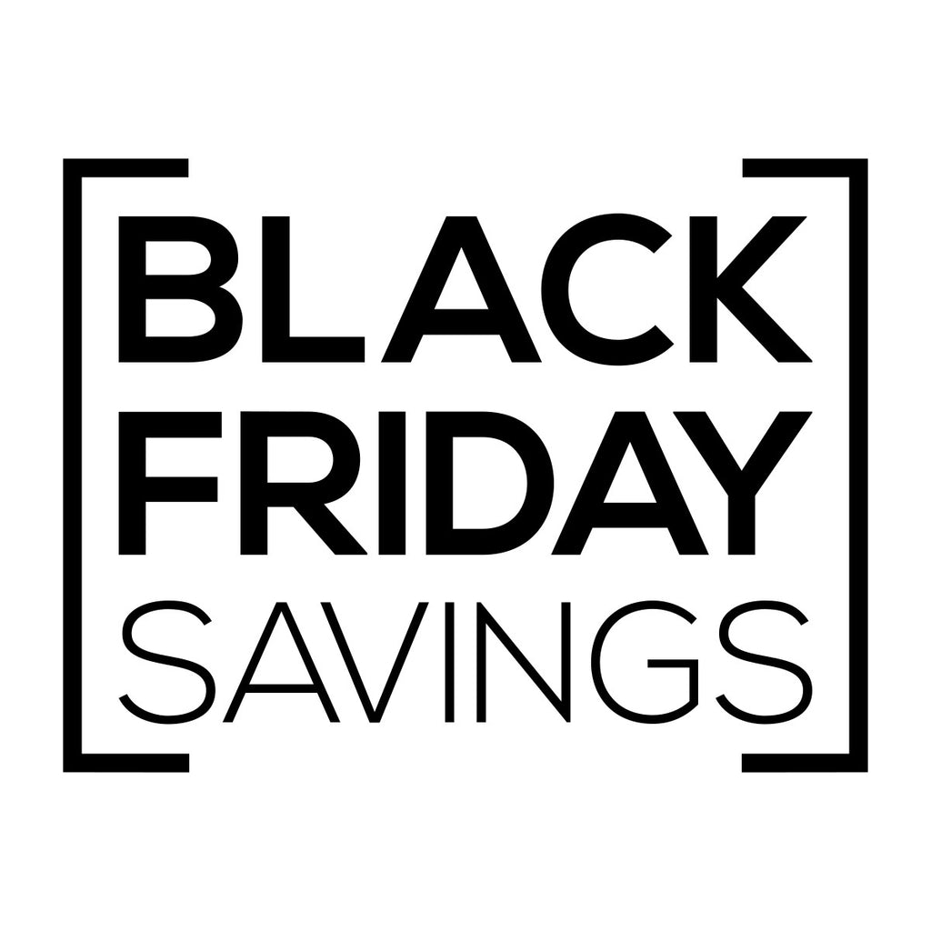 Black Friday Savings Shop Window Sticker black vinyl design on a white background