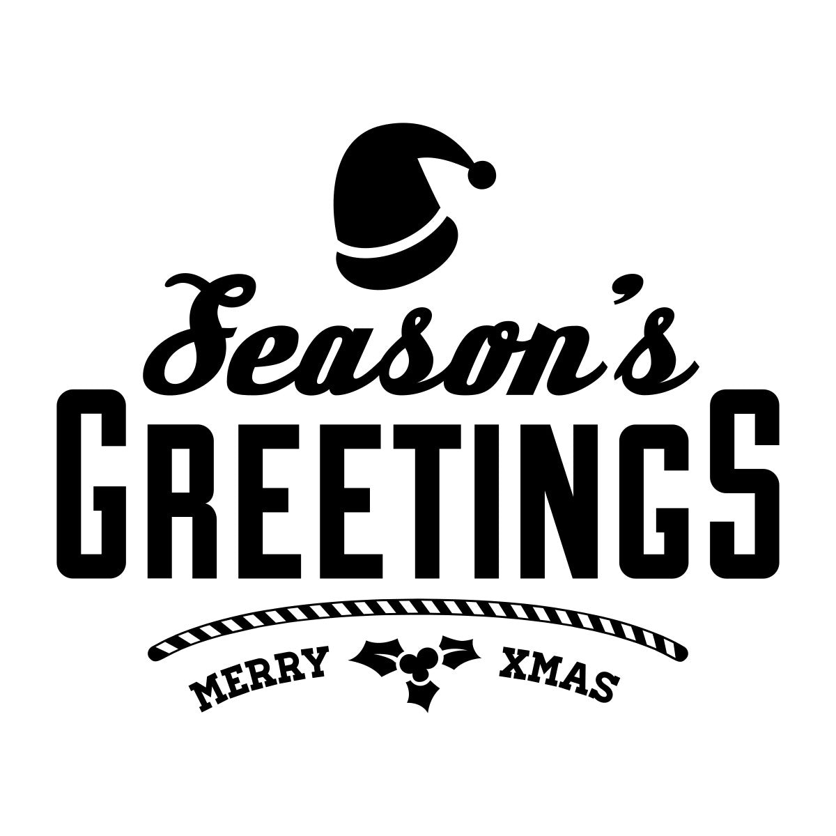 Season's Greetings Christmas Window Sticker black vinyl design on a white background