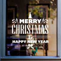 Merry Christmas Happy New Year Sticker in shop window