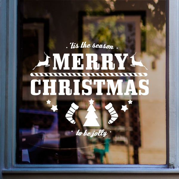 Tis The Season Merry Christmas Sticker in shop window