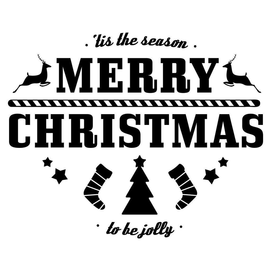 Tis The Season Merry Christmas Window Sticker black vinyl design on a white background