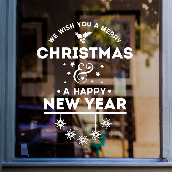 We Wish You A Merry Christmas Shop Sticker in shop window