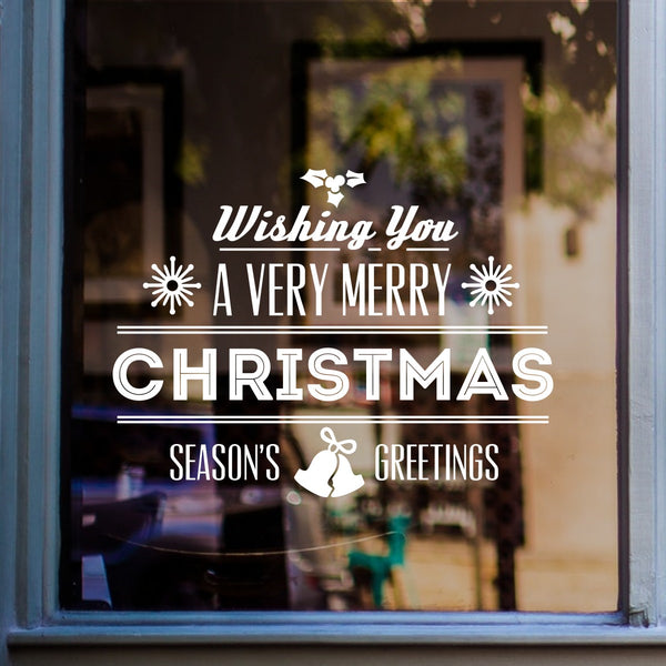 Wishing You A Very Merry Christmas Sticker in shop window