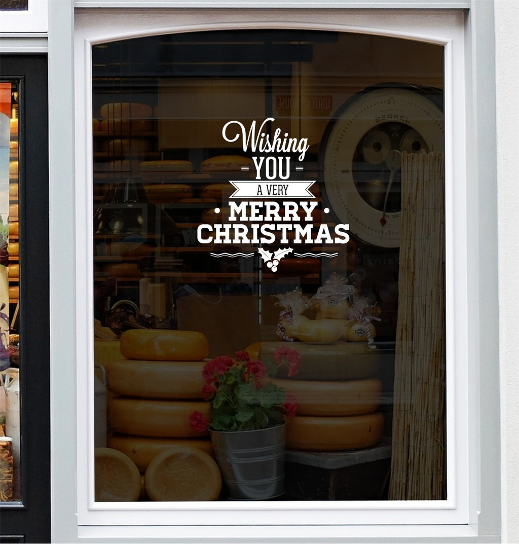 Wishing You A Merry Christmas Window Sticker Vinyl Decal