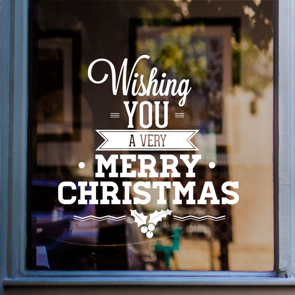 Wishing You A Merry Christmas Sticker in shop window