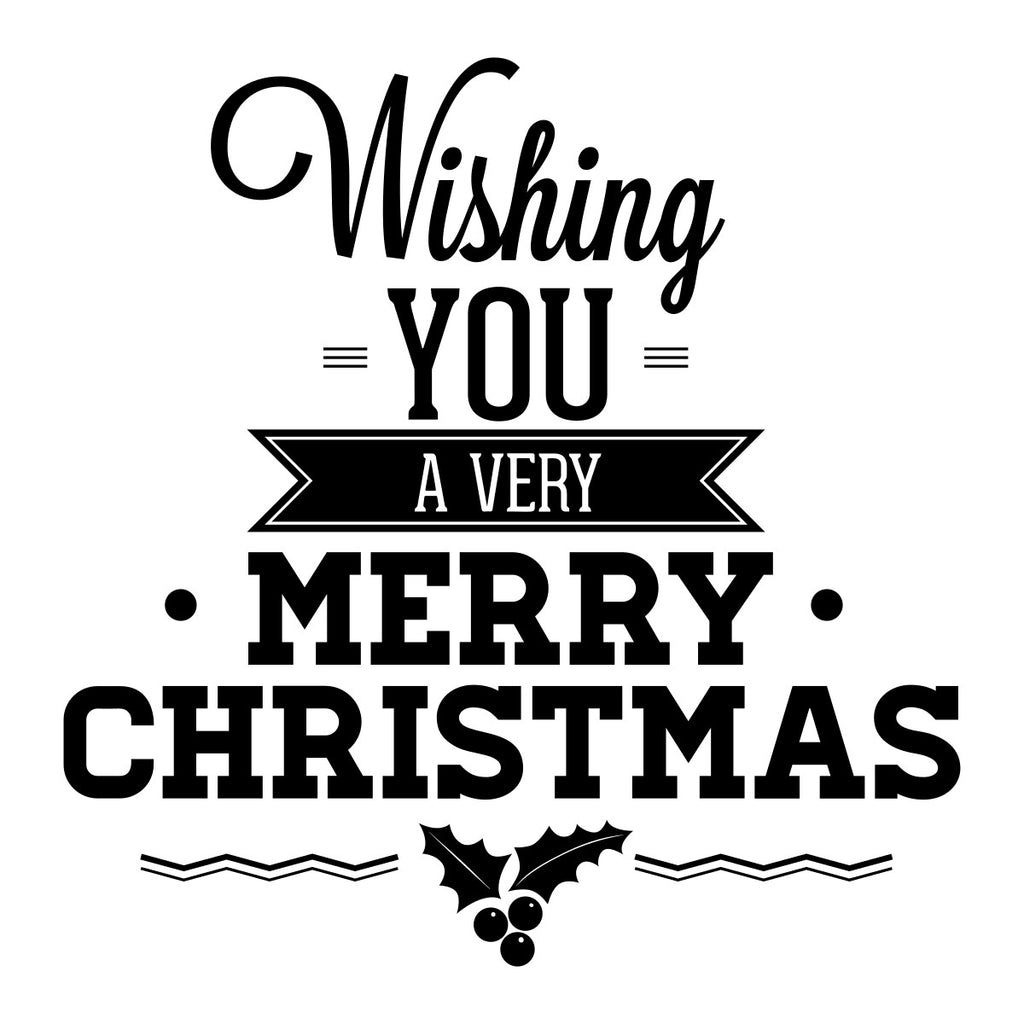 Wishing You A Merry Christmas Window Sticker black vinyl design on a white background