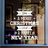 Wishing You A Merry Christmas And A Happy New Year Sticker In Shop Window