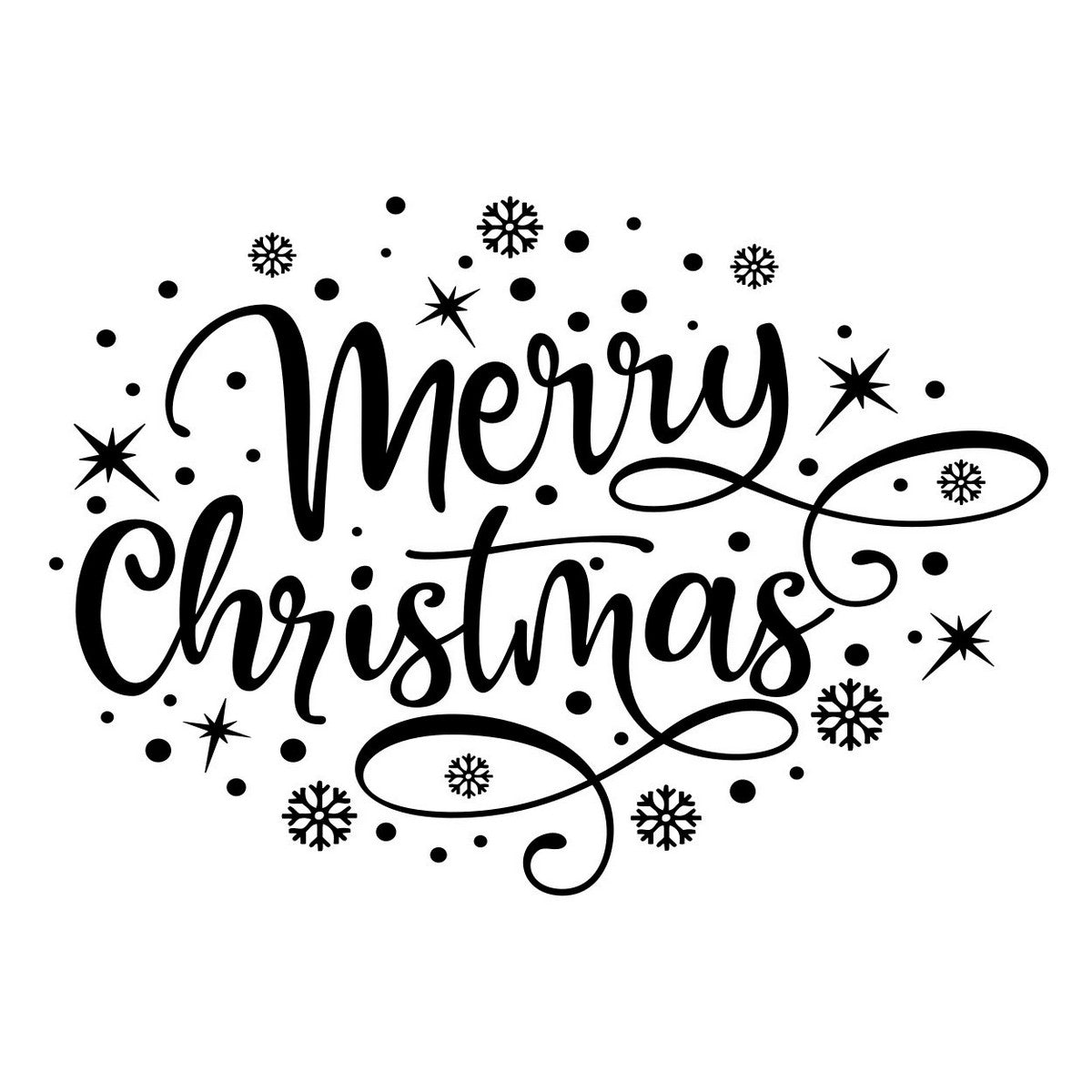 Merry Christmas snowflake vinyl sticker displayed on a shop window