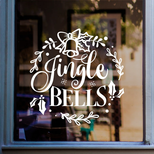 Jingle Bells Christmas Sticker In Shop Window